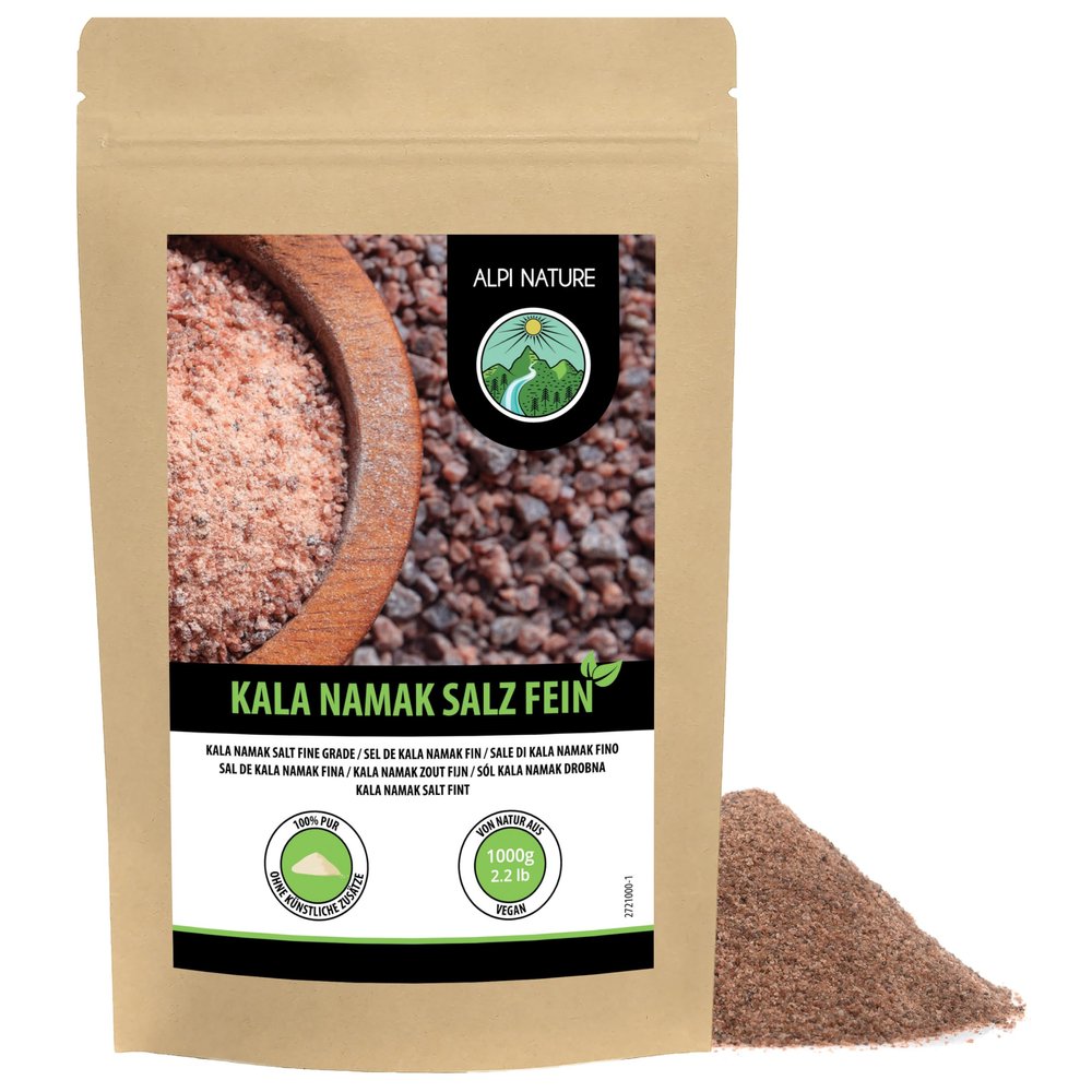 Alpi Nature Kala Namak Salt Finely Ground 1kg 2.2 lb, Kala Namak Black Rock Natural Salt
