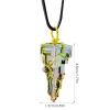Gusengo 5 Pcs Healing Bismuth Crystal Necklaces,Natural Green Metal Crystals Necklaces - Colorful Pendant Crystal Stone with Leather Rope view 4