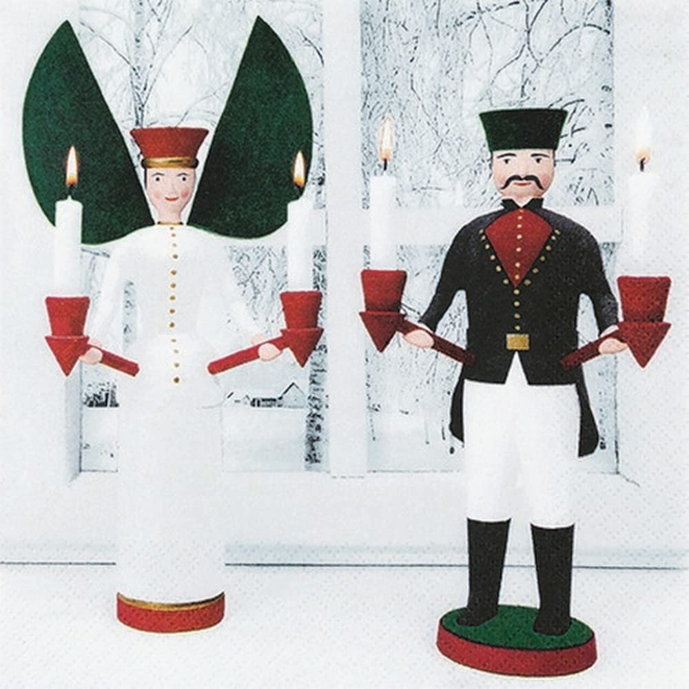 20 Napkins Traditional Wooden Figures Angel Mountain Ore Mountains Wood Winter Christmas Table Decoration Decoupage Napkin Technology 33 x 33 cm