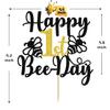 Gold Glitter Happy 1st Beeday Cake Topper, Bee One/Fun to Bee One, Bee Themed Baby's 1st Birthday/Baby Shower Party Decorations view 2