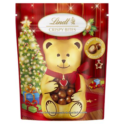 Lindt Teddy Christmas Milk Chocolate Crispy Bites Pouch 120g Finest Milk Chocolate with Crispy Biscuit Centre 2025 Festive Treat