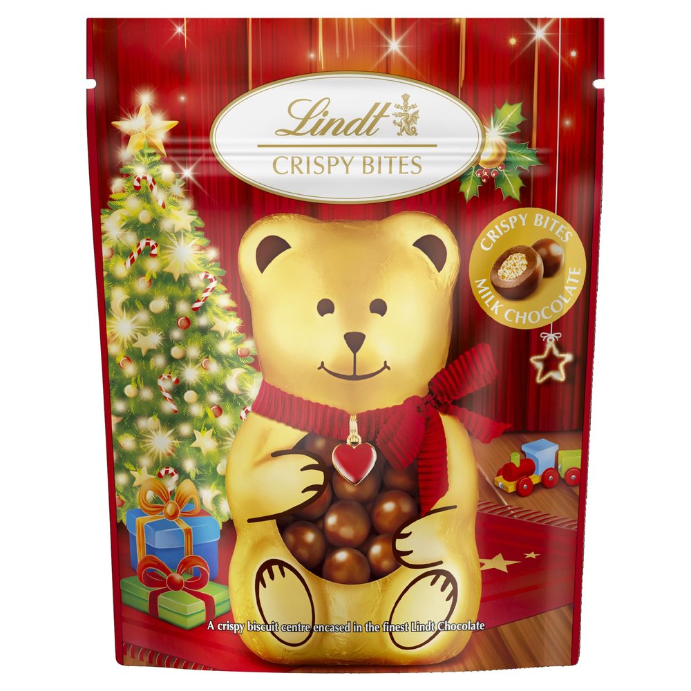 Lindt Teddy Christmas Milk Chocolate Crispy Bites Pouch 120g Finest Milk Chocolate with Crispy Biscuit Centre 2025 Festive Treat
