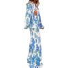 HYMCX Women 's Casual 2 Pieces Fall Outfits Long Sleeve Button Down Pleated Shirt High Waist Pants Lounge Set (Color : Light blue B, Size : L) view 3