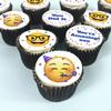 Congrats Emoji Cupcakes - 12 freshly baked cupcakes delivered to your door perfect for any celebration with these cool emojis. Delicious vanilla sponge cake with buttercream view 3