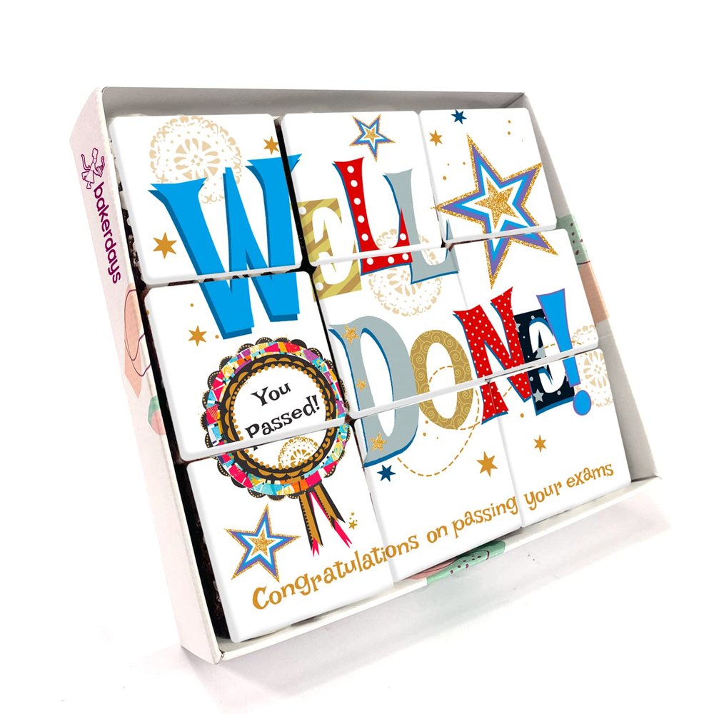9 Well Done You Passed! Congratulations on Passing Your Exams Chocolate Fudge Brownies, Delivered to Your Door, Serves 9. Baked by bakerdays