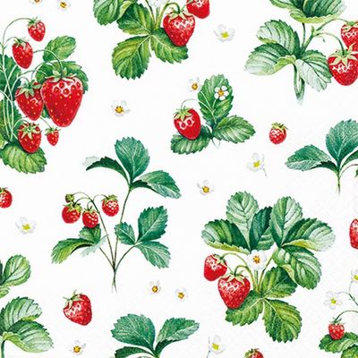 20 Small Cocktail Napkins Pattern on Strawberries | Summer | Garden | Food | Table Decoration | Decoupage | Napkin Technology 25 x 25 cm