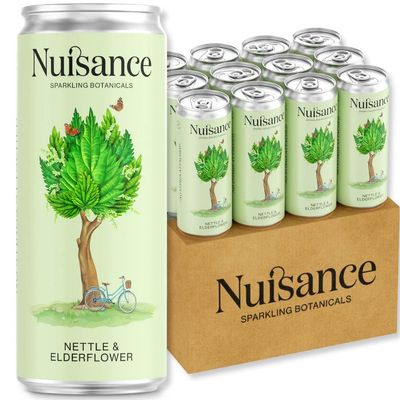 Nuisance Drinks - Nettle & Elderflower | Premium Botanical Soft Drinks | Natural Flavours- Low Calorie - Vegan - Gluten Free - Zero Artificial Sweeteners | 12 x 250ml cans