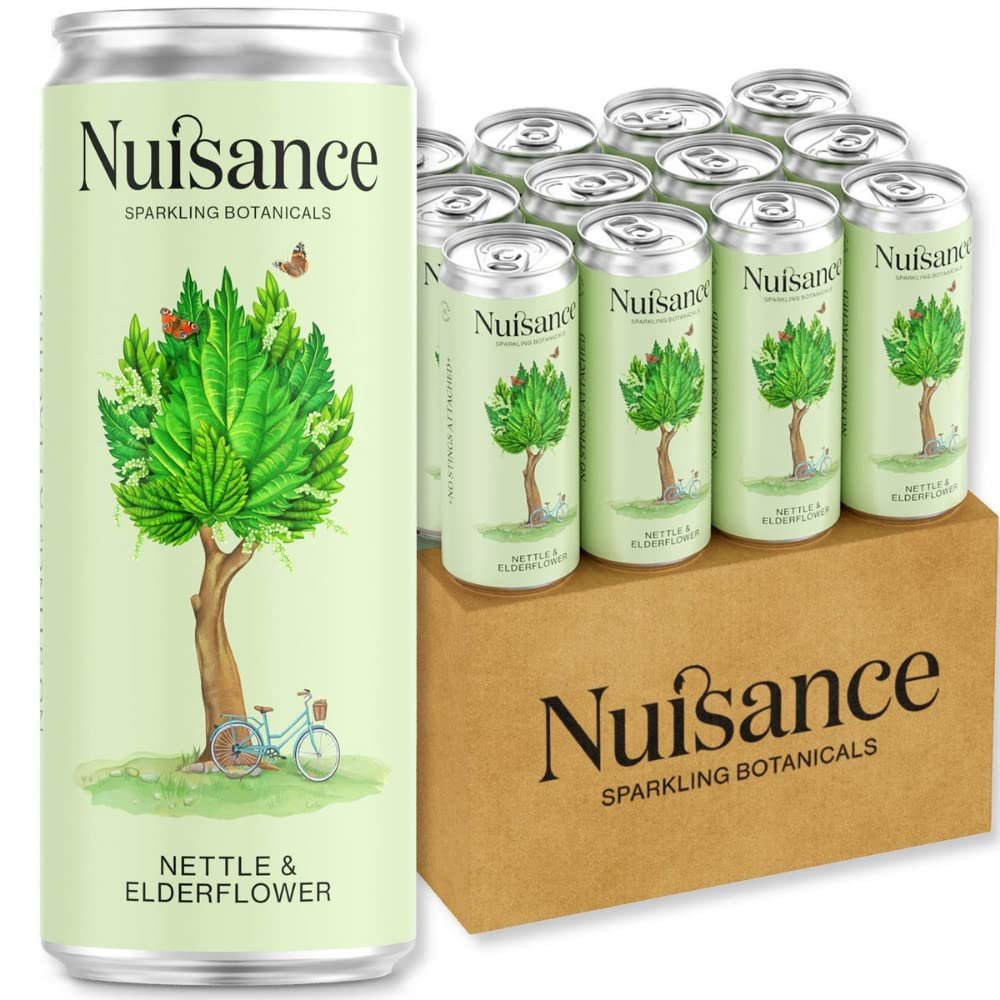 Nuisance Drinks - Nettle & Elderflower | Premium Botanical Soft Drinks | Natural Flavours- Low Calorie - Vegan - Gluten Free - Zero Artificial Sweeteners | 12 x 250ml cans