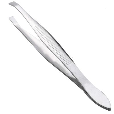 Evarbuild Silver Tone Slanted Flat Tip Metal Hair Eyebrow Tweezer Cosmetic for Lady