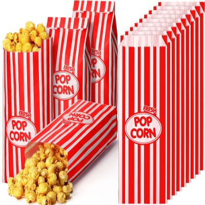 Sherr 1000 Pcs 2oz Popcorn Bags Bulk Red Retro Stripes Disposable Popcorn Bags for Movie Nights Christmas Circus Carnival Party Favors Birthday Party Event Supplies Machine Accessories