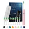 7AM2M Sonic Electric Toothbrush for Adults and Kids, with 8 Brush Heads and Travel Case,5 Modes with 2 Minutes Built in Smart Timer, One Charge Use for 90 Days, Rechargeable Toothbrushes (Pink) view 1