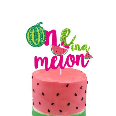 One in a Melon Cake Topper for Watermelon 1st Birthday Party Decorations