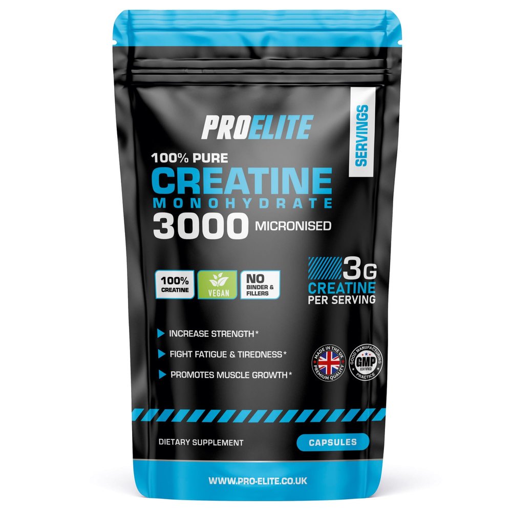 Creatine Monohydrate Capsules 3000mg - 60 Capsules Vegan NO FILLERS ? NO Binder Optimum Muscle Growth, Increases Physical Performance, Pure Creatine, Amino Acids by PRO-Elite