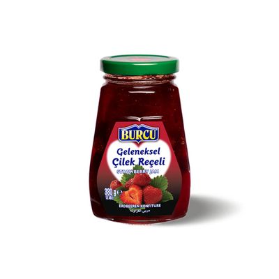 Burcu Strawberry Jam 380g x 10 Pack | Rich & Fruity Burcu Strawberry Spread | Classic Breakfast & Dessert Jam