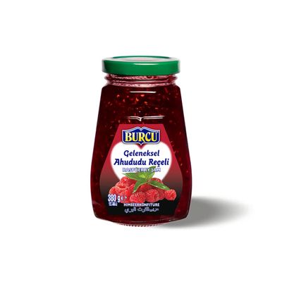 Burcu Raspberry Jam 380g x 10 Pack | Burcu Ahududu Reeli | Rich, Tangy & Fruity Spread for Breakfast & Desserts
