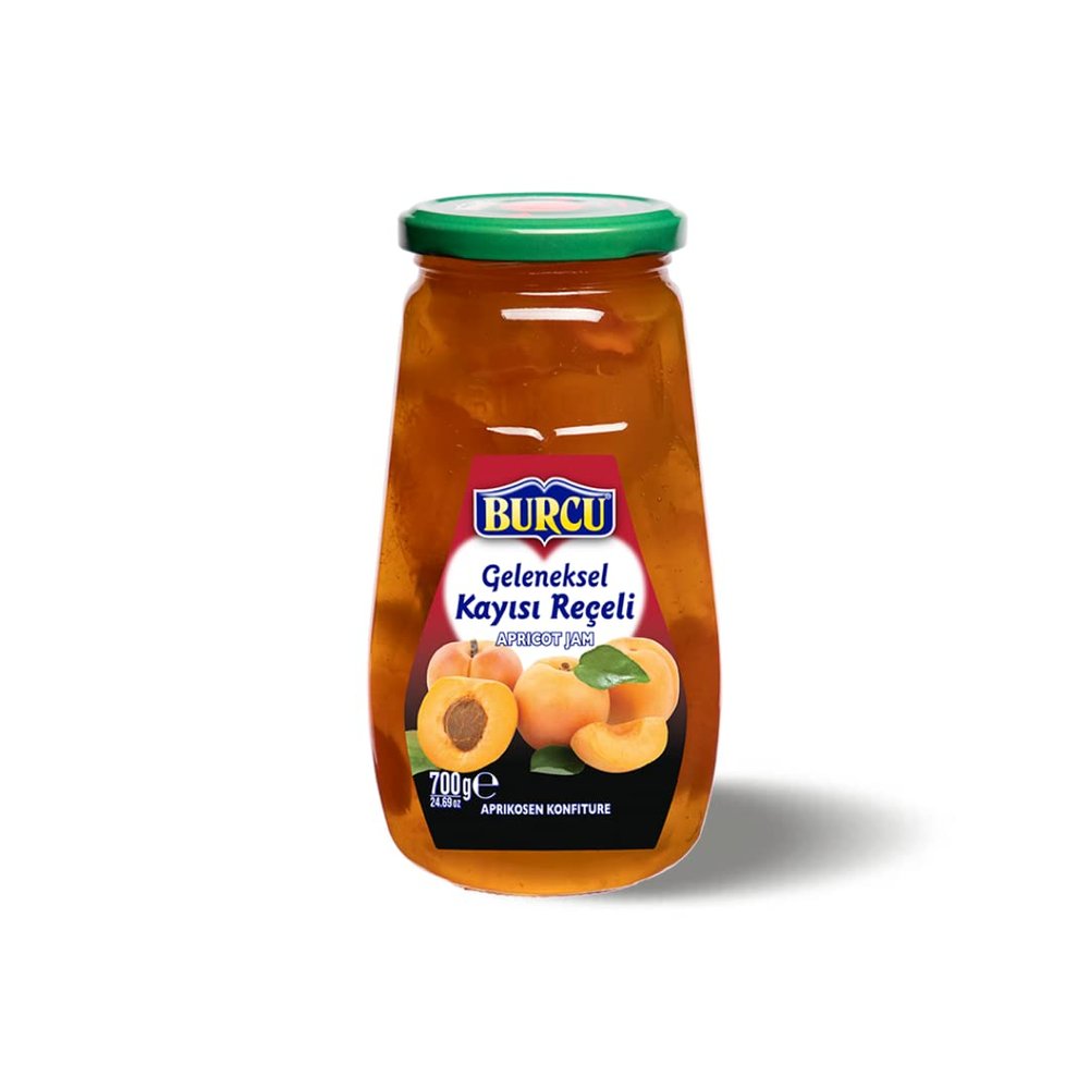 Burcu Apricot Jam 700g x 5 Pack | Traditional Kays Reeli | Rich & Fruity Family-Size Spread
