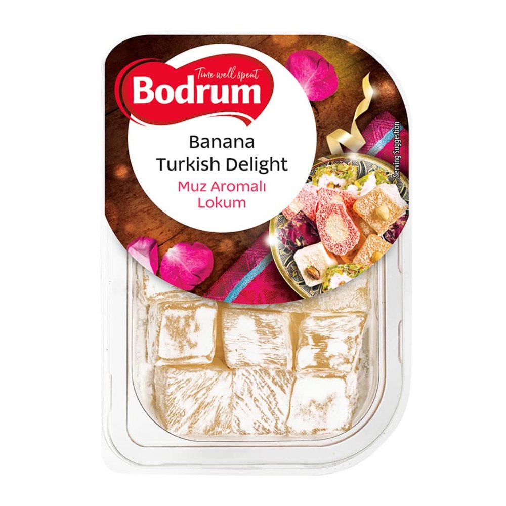 Bodrum Banana Turkish Delight 200g | Traditional Banana Flavoured Lokum | Soft & Chewy Confectionery | Authentic Turkish Sweet | Pack of 20