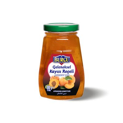 Burcu Apricot Jam 380g x 10 Pack | Traditional Kays Reeli | Rich, Fruity Spread for Breakfast & Desserts