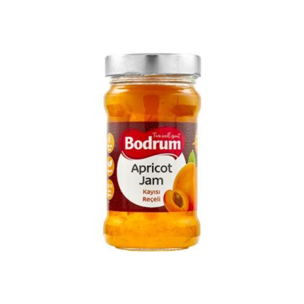 Bodrum Apricot Jam 380g x 15 Pack | Traditional Turkish Apricot Preserve | Sweet & Fruity | Ideal for Breakfast, Baking & Desserts | Bulk Pack