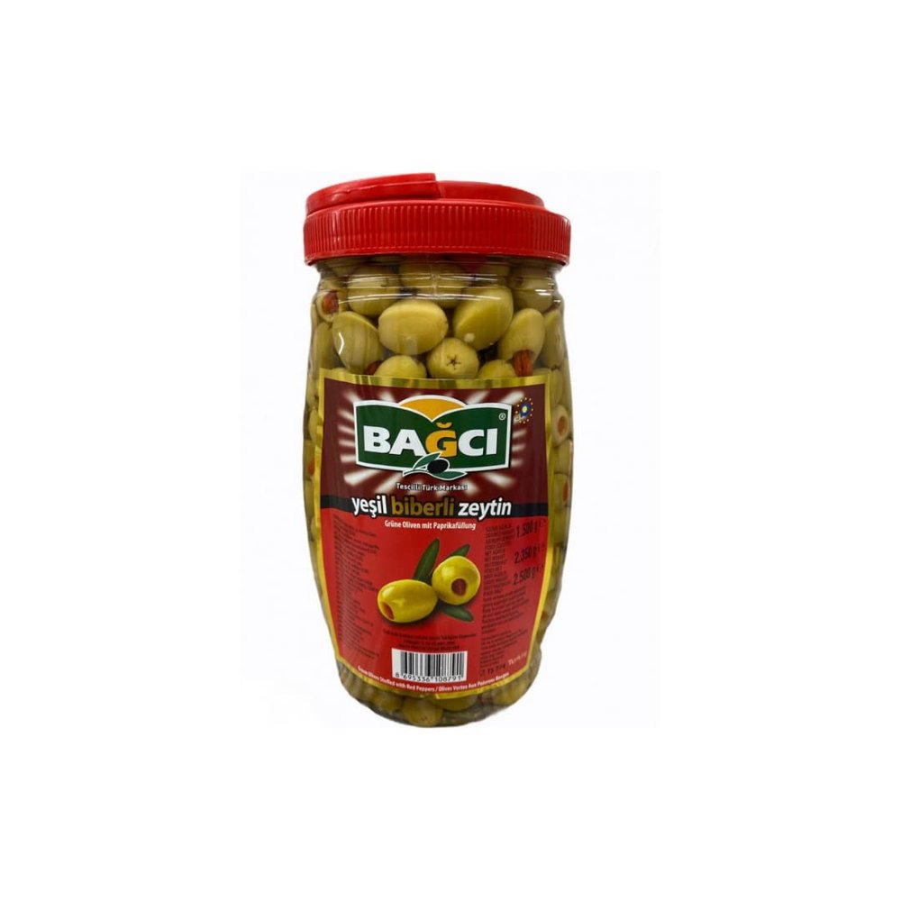Bagci Green Olives Stuffed Paprika (Biberli) 1.5kg x 2 Pack
