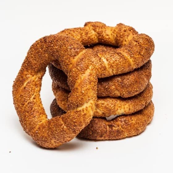Frozen Simit (Pastane Simidi) 5 Pieces x 5 Pack (25 Pieces Total) | Traditional Turkish Sesame Bread Rings | Oven Ready from Frozen