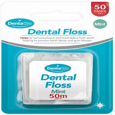 White Waxed Nylon Dental Floss, 1 Pack (50 metre) - Mint Flavored, Effective Plaque and Food Debris Removal