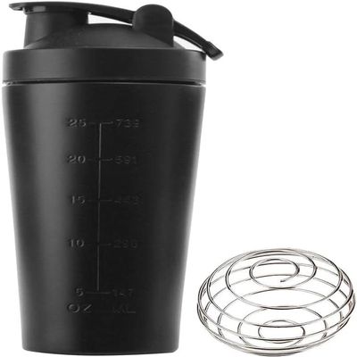 EdirFtra 1L Stainless Steel Protein Shaker Bottle with Stirring Ball Durable Fitness Motion Kettle Leak-proof Double Scale Water Bottle.