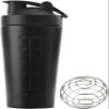 EdirFtra 1L Stainless Steel Protein Shaker Bottle with Stirring Ball Durable Fitness Motion Kettle Leak-proof Double Scale Water Bottle. view 1