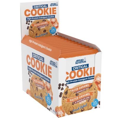 Applied Nutrition Critical Cookie High Protein Cookies 17 g Protein Each, Individually Wrapped, Fresh-Baked Protein Snack, On-the-Go (12 x 73 g) (Salted Caramel & Chocolate Chip)