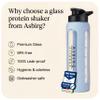 Asbirg Glass Protein Shaker Bottle 700ml Leakproof & BPA-Free Borosilicate Glass Gym Shaker with Spiral Mixing Ball for Smooth Protein Shakes, Smoothies, Meal Replacement & Fitness - Aqua Blue view 2