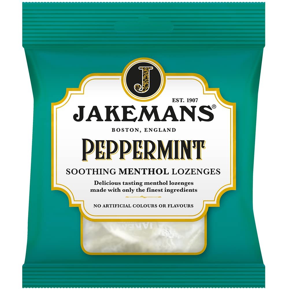 Jakemans Peppermint 73g - Pack of 12 - Soothing Menthol Sweets - Suitable For Vegetarians