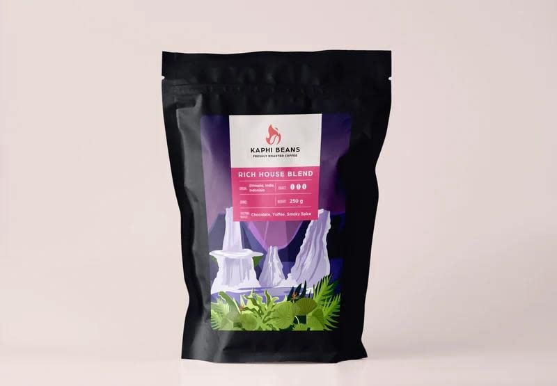 Kaphi Beans Dark Roast Rich House Blend Coffee Beans- Freshly Roasted (Wholebean, 1kg)