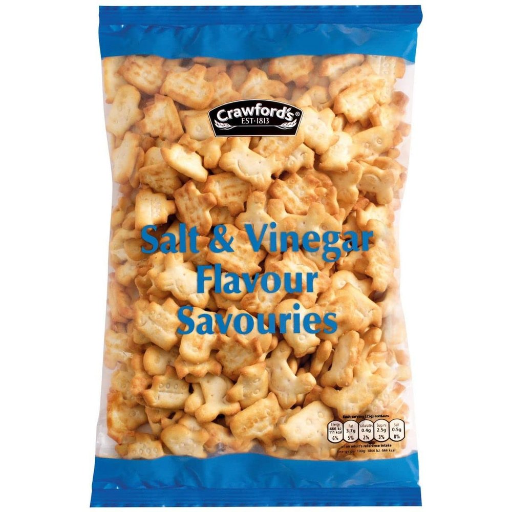 CRAWFORD'S Salt and Vinegar Flavour Savouries 250g Snack Biscuits (Pack of 5)