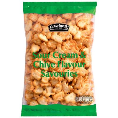 CRAWFORD'S Sour Cream & Chive Flavour Savouries 250g, Snack Biscuits (Pack of 4)