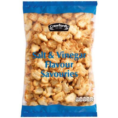 CRAWFORD'S Salt and Vinegar Flavour Savouries 250g Snack Biscuits (Pack of 3)