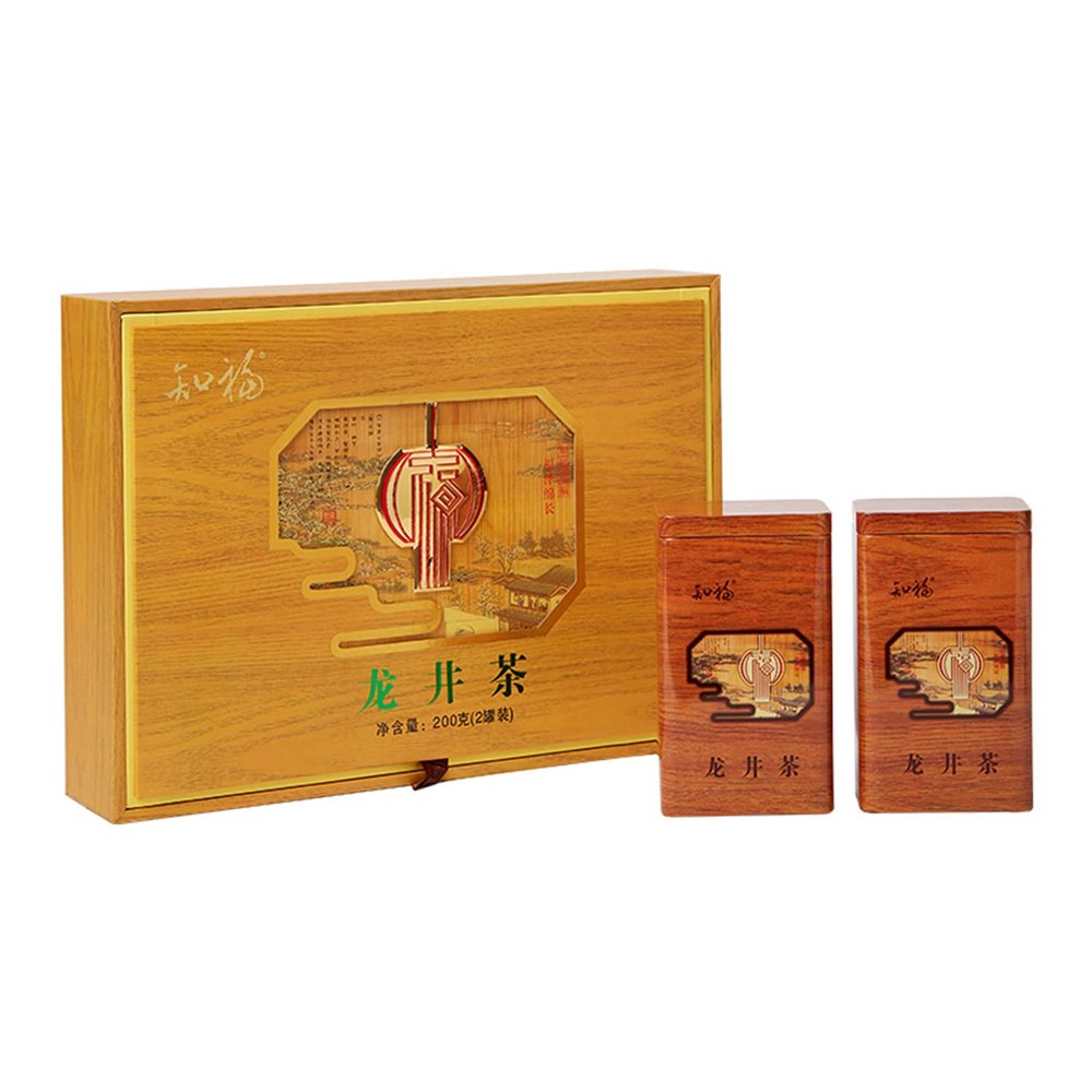 Natudeco Chinese Longjing Green Tea Dragon Well Green Tea Gift Box Healthy Food Flavor from Farm Peasant China Top Ten Famous Teas 1398g/49.3oz Total 2 Cans