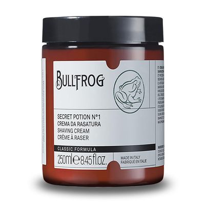 Bullfrog Secret Potion No.1 "Classic" Shaving Cream 250ml - Softens Beard - Leaves Skin Fresh and Smooth - Woody, Aromatic and Amber Notes, Made in Italy