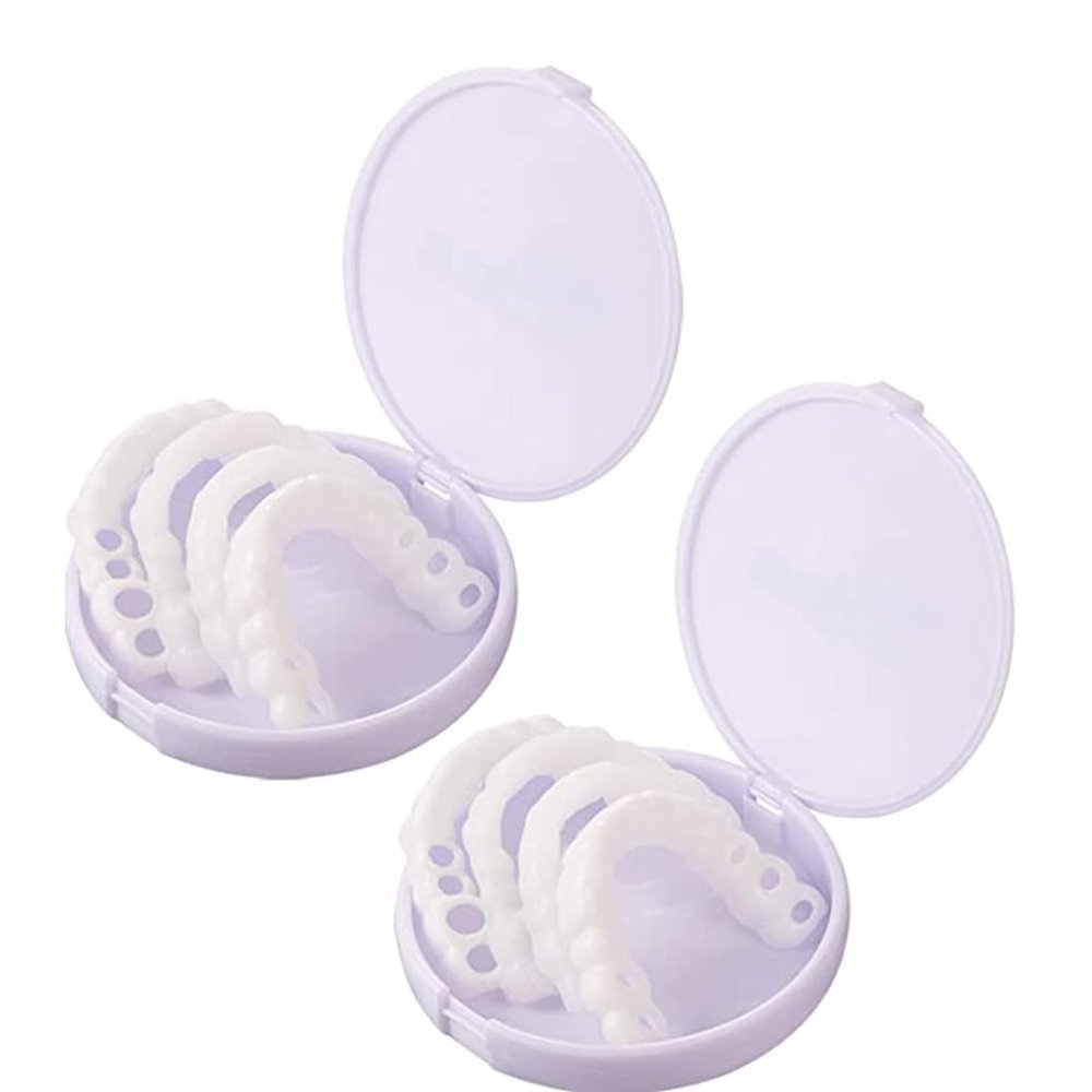 2 Pairs of Cosmetic Dentures Temporary Dentures Upper and Lower Teeth Covering Male and Female Replacement Dentures