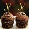 Monogram Letter Y Cupcake Toppers Initial Single Letter Name Glitter Gold For Wedding Bridal Shower Party Decorations Romantic Flower Wreath Customize Your Cupcake Toppers Bridal Shower Gifts 24PCS