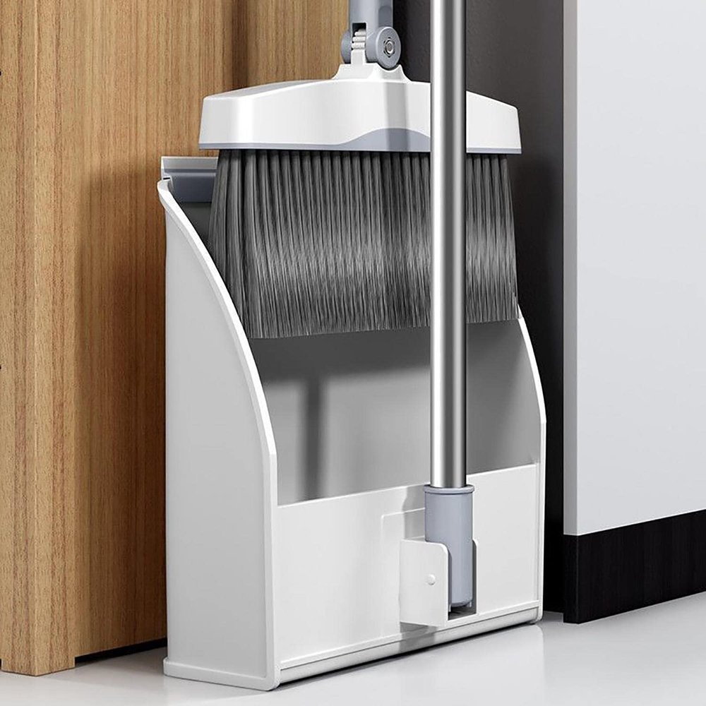 ACGrade Broom and dustpan, Broom and dustpan set, Upright stand broom, Broom and dustpan set for home, for indoor lobby office kitchen cleaning, White, 25*28*96cm