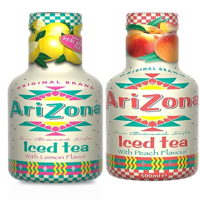 Arizona IceTea with Peach & Lemon flavours 500ml Each (Pack of 12)