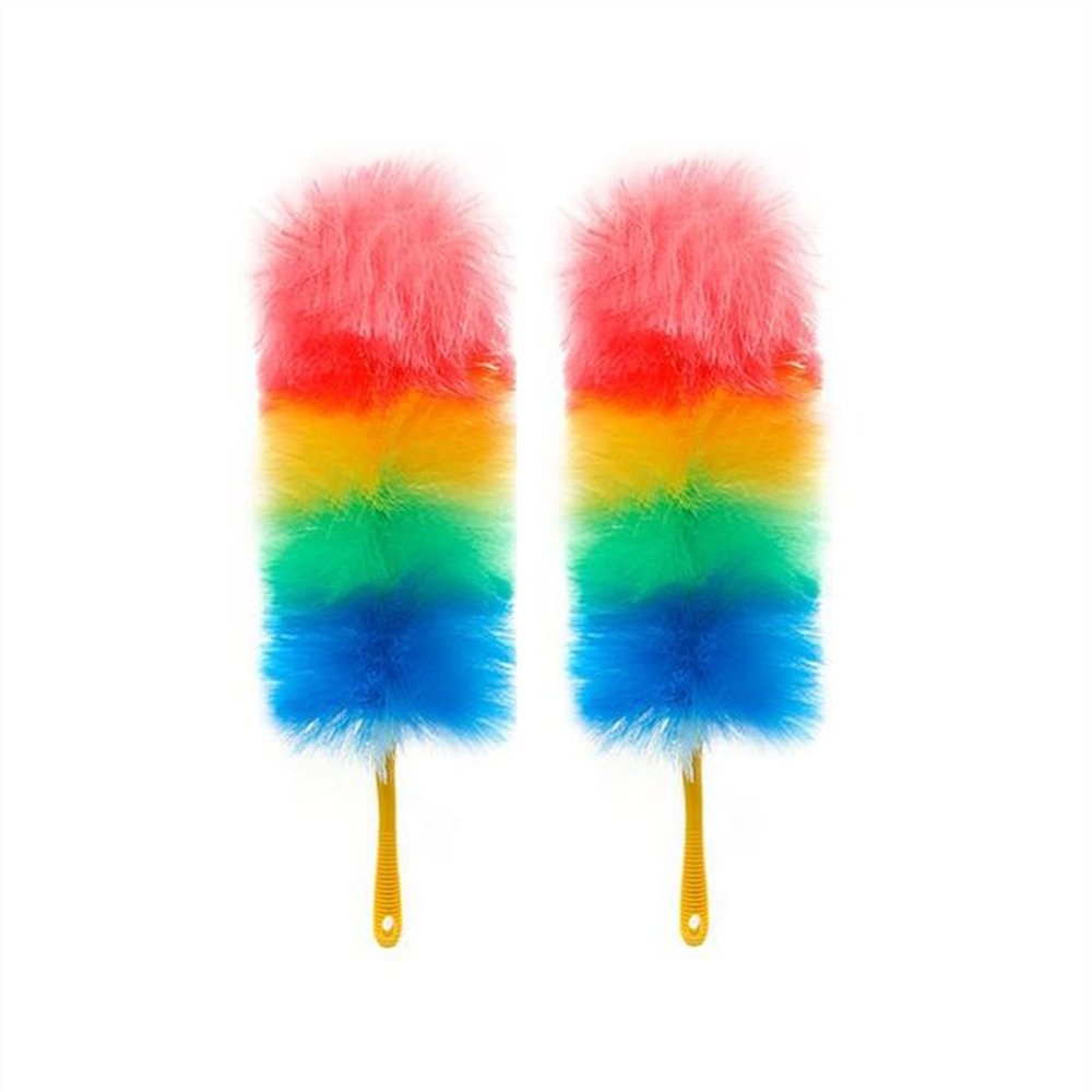 TOMYEUS Dusters Net Red Chicken Feather Duster Hair Duster Anti-static Household Dust Removal Color Plastic Nylon Cleaning Tool Feather Dusters (Color : Color 62cm(2pcs))