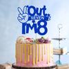 Out Seven I'm 8 Cake Topper, It's Great to Be 8, for Boys Girls 8th Birthday Decorations, Happy 8th Bithday Decorations Blue Glitter view 2