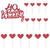 1 Pc 40th Anniversary Cake Toppers, Ruby Wedding Cake Toppers with 14Pcs Heart Cake Decorations Toppers Red 40th Wedding Anniversary Cake Decorations Glitter Cake Topper for Celebration Party Supplies view 1