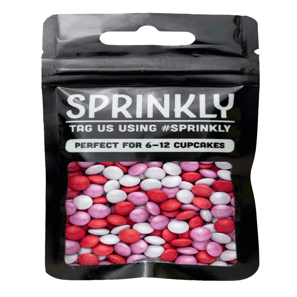 SPRINKLY - Mini Chocolate Beans - Pink, White & Red (Valentines) - 30g