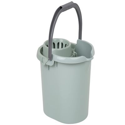 16L Litre Mop Bucket With Wringer Lightweight Plastic Bucket Floor Cleaning Home Office School- Select Your favourite Colour!! (Silver Sage)