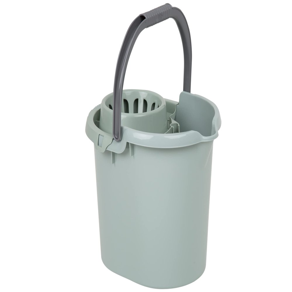 16L Litre Mop Bucket With Wringer Lightweight Plastic Bucket Floor Cleaning Home Office School- Select Your favourite Colour!! (Silver Sage)