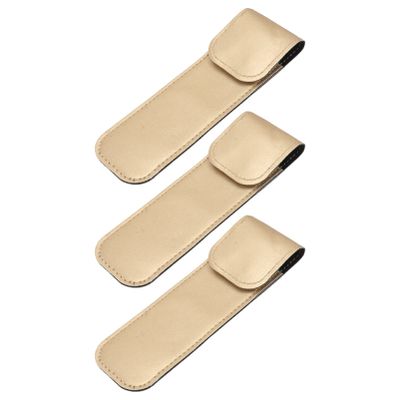Beaupretty 3pcs Eyelash Tweezer Protective PU Leather Sleeve for Grafting Stainless Steel Cover Home Professional Use Golden