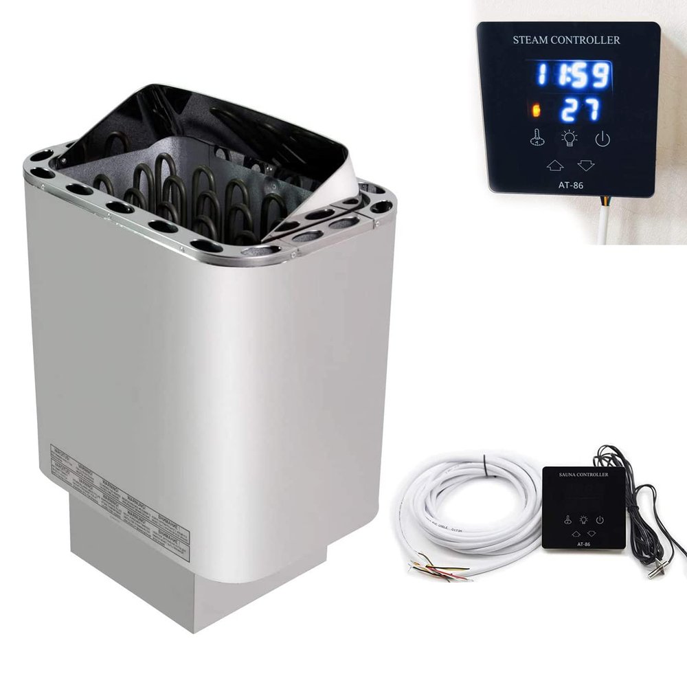 UIGJIOG Sauna Heater 3-9 Kw 30 To 110 C Overheating Protection Thermostat Sauna Heater Electric Sauna Stove Wet&Dry with External Digital Display Controller Stainless Steel Home SPA Sauna Room,4.5KW