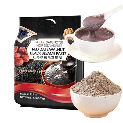 Red Date Walnut Black Sesame Paste 500g(about 35.5g*14 bags) 17.63oz(1.25oz*14 bags) Breakfast Drink Meal Replacement Powder Light Food Black Sesame Powder